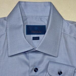 David Donahue Shirt 16.5 34/35 Light Blue Dress Button Up Long Sleeve Soft